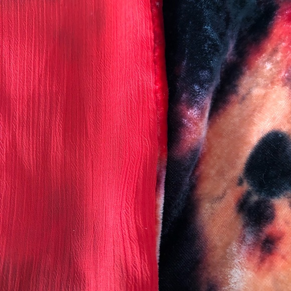 VELVET INFINITY SCARF-RED, BLACK, ORANGE - Picture 5 of 5